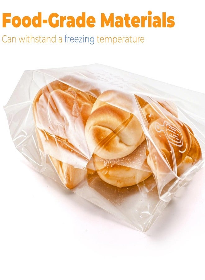 ELFULLY 100 Pack Plastic Bread Bags, Clear Sourdough Bread Bags, Large Homemade Bread Loaf Bags, Reusable Bakery Bag with Handle, Airtight Sealing Zipper Bag for Bagels Cookies, 12.6" x 10.2" x 4.3" - Image 3